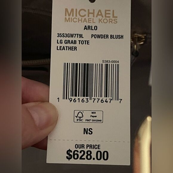 Michael Kors Arlo Powder Blush Large Leather Grab Tote - Picture 7 of 8